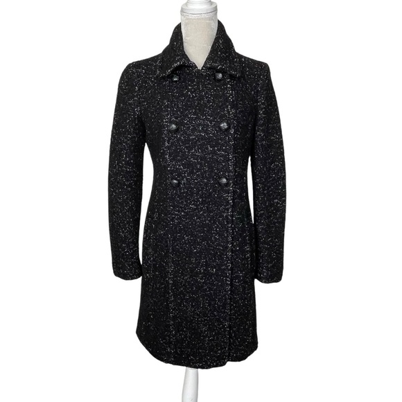 Express Wool Blend Double Breasted Coat Women’s Size S Black White Fall Winter - Picture 1 of 8